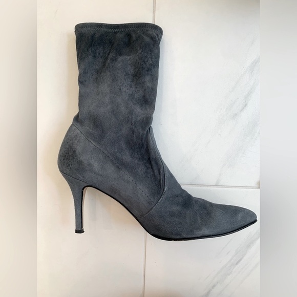 Stuart Weitzman Blue/Dark Gray Suede Ankle Boots - Picture 9 of 16